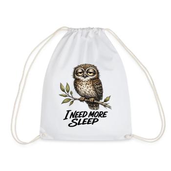 Vintage Tired Owl I NEED MORE SLEEP - Drawstring Bag - white - Front