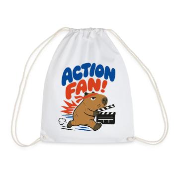Action Fan – Capybara mit Filmklappe - Turnbeutel - Weiß - Vorne