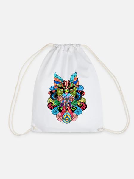 Chat_Mandala - Turnbeutel - Weiß