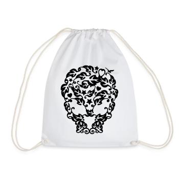 the flourish skull - Drawstring Bag - white - Front