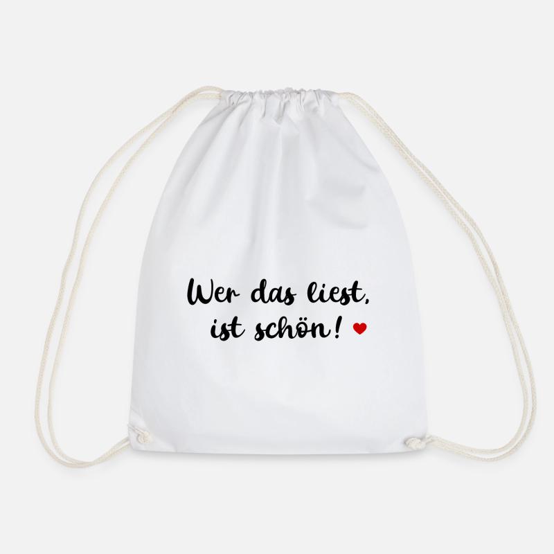 WER DAS LIEST IST SCHÖN SPRUCH POSITIVE SPRÜCHE - Turnbeutel - Weiß