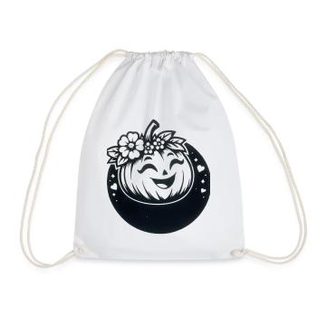 friendly pumpkin with flowers - Drawstring Bag - white - Front