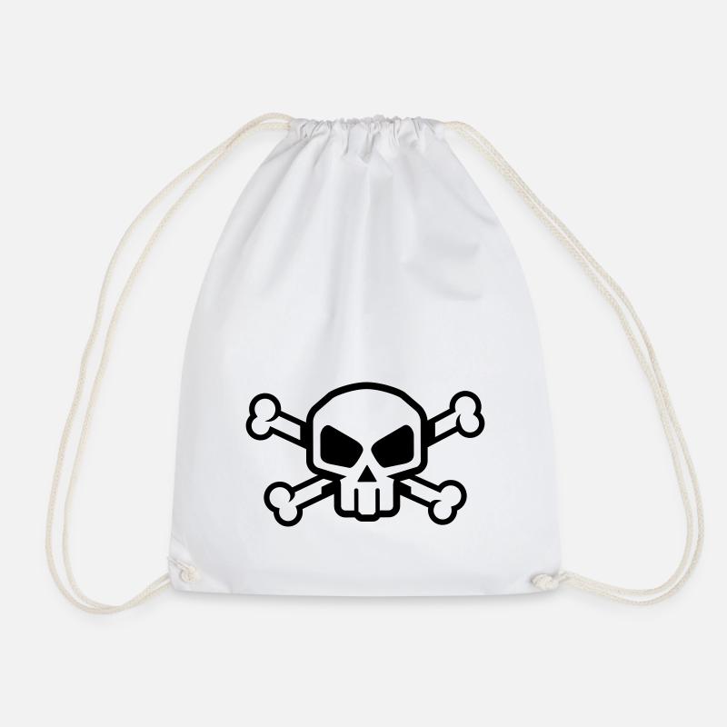 Totenkopf mit Knochen – Comic Skull Design - Turnbeutel - Weiß