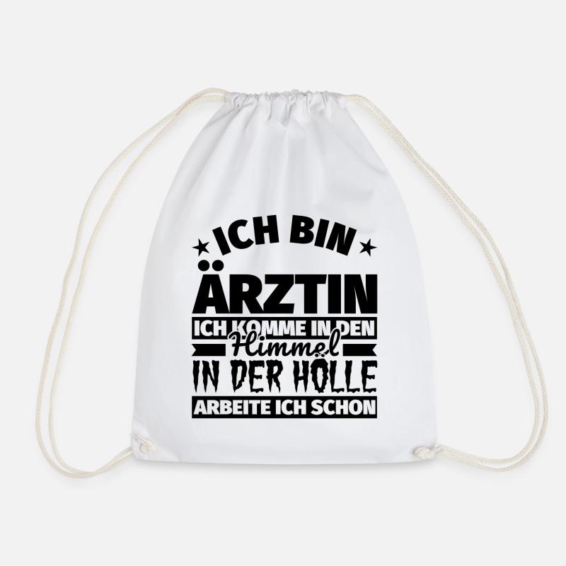 Ärztin Geschenk lustig Himmel Hölle - Turnbeutel - Weiß