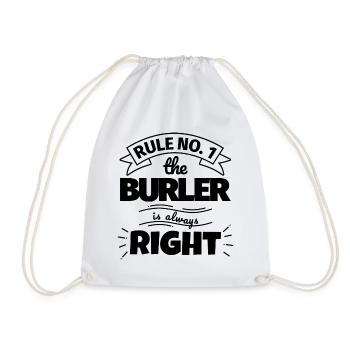 BURLER funny gift - Drawstring Bag - white - Front