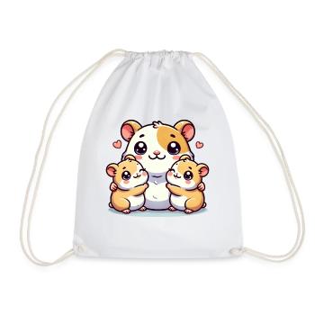 Parent hamster aimant avec deux enfants mignons - Sac de sport léger - blanc - Devant
