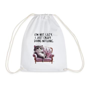 Lazy Cat, I'M Not Lazy. I Just Enjoy Doing Nothing - Drawstring Bag - white - Front