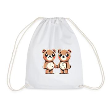 Two Bear Friends Holding Hands - Turnbeutel - Weiß - Vorne