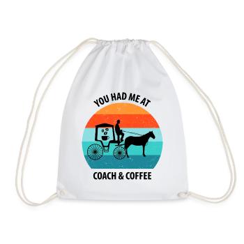 Coachman Carriage Horse-drawn carriage Coffee - Drawstring Bag - white - Front
