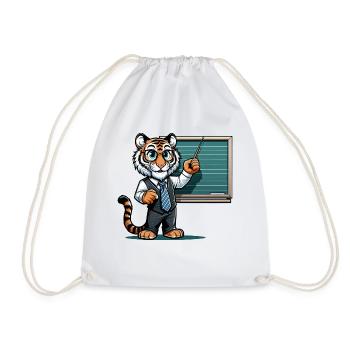 Cute Tiger Teacher - Drawstring Bag - white - Front