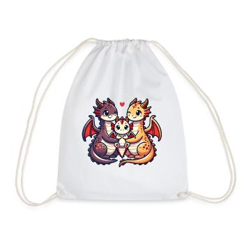 Dragon Family Mother And Father With One Child - Drawstring Bag - white - Front