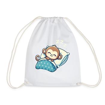Monkey Sleeping In Bed At Night Time - Turnbeutel - Weiß - Vorne