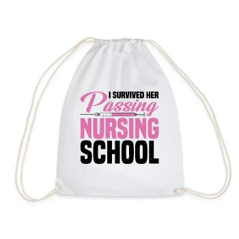 I Survived Her Passing Nursing School 15 - Drawstring Bag - white - Front