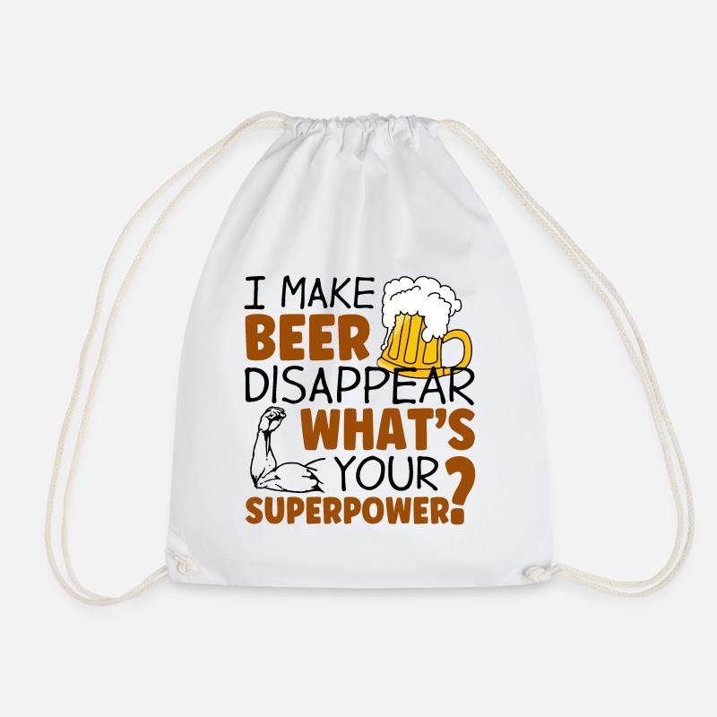 I make beer disappear - Drawstring Bag - white
