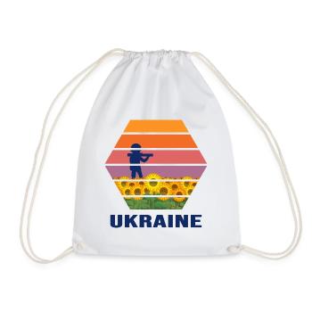 UKRAINE Soldat SONNENBLUME slava ukraini - Turnbeutel - Weiß - Vorne