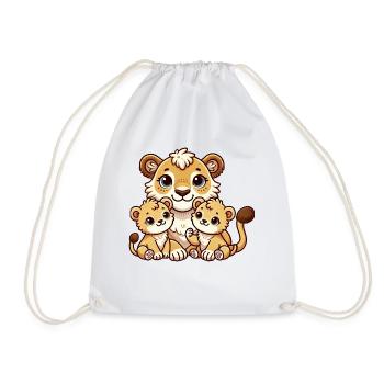 Mère lion aimante avec deux enfants mignons 2 - Sac de sport léger - blanc - Devant