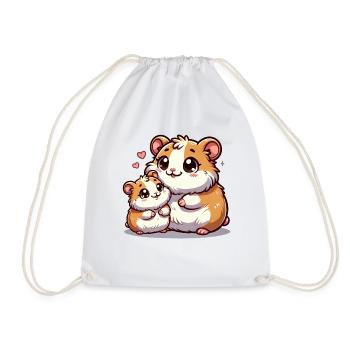 Loving Hamster Parent with Child - Drawstring Bag - white - Front