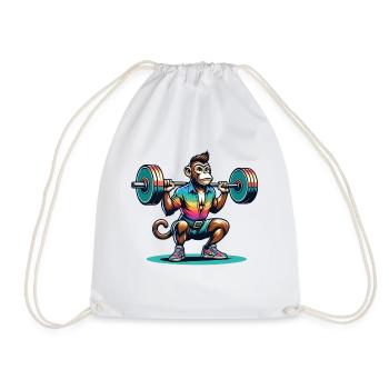 Cool Monkey Squatting In The Gym - Turnbeutel - Weiß - Vorne
