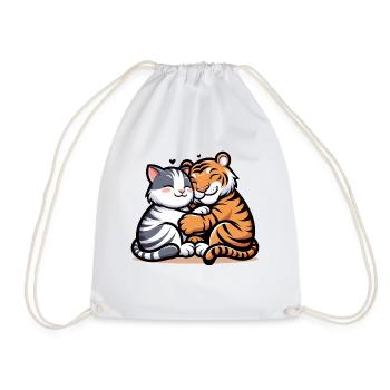 Câlin Chat Et Tigre Amoureux - Sac de sport léger - blanc - Devant