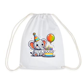 Elefant Kid Celebrating Birthday - Turnbeutel - Weiß - Vorne
