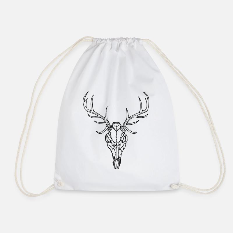 Angry Deer Skull - Drawstring Bag - white