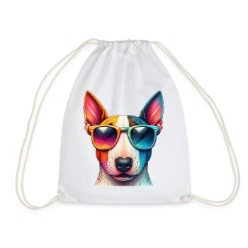 Bunter Bullterrier mit Sonnenbrille - Turnbeutel - Weiß - Vorne
