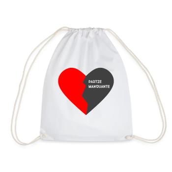 DEMI CŒUR ROUGE CÔTÉ GAUCHE - Sac de sport léger - blanc - Devant