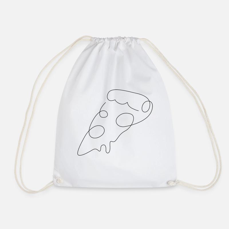 Pizza One line - Drawstring Bag - white