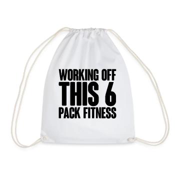 Working Off This 6 Pack Fitness - Drawstring Bag - white - Front