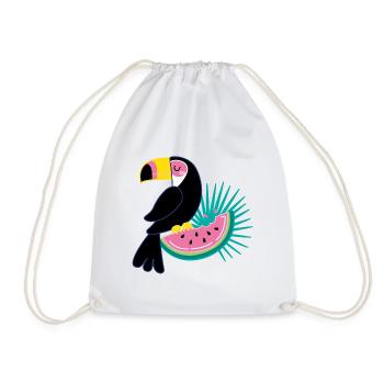 Toucan & Melon - Drawstring Bag - white - Front