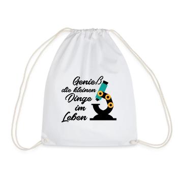 Biologie Lebensfreude Mikroskop Geschenk - Turnbeutel - Weiß - Vorne