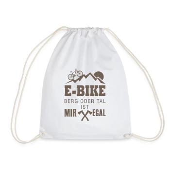 E bike berg oder tal mir egal Geschenk Fahrrad - Turnbeutel - Weiß - Vorne