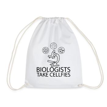 Microscope biology saying student gift - Drawstring Bag - white - Front