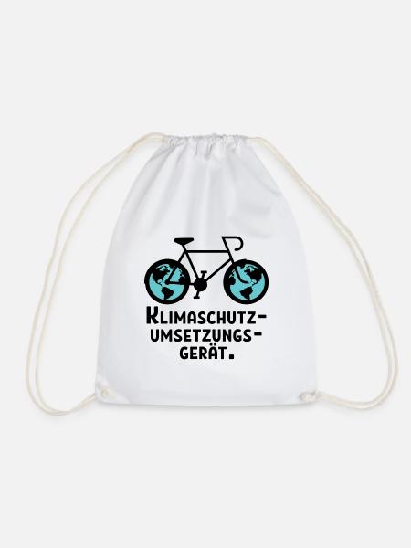 Klimaschutz sport Geschenk Fahrrad Radfahrer - Turnbeutel - Weiß