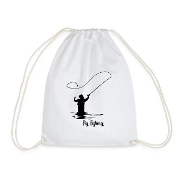 Fly fishing Geschenk Angelausflug Angeltag - Turnbeutel - Weiß - Vorne