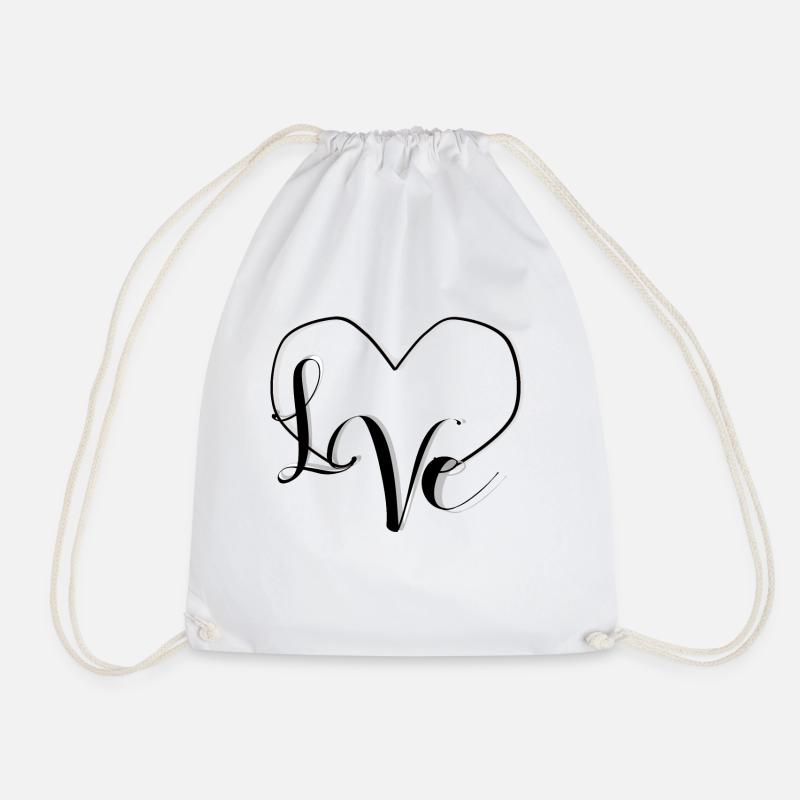 L♡VE - BlackNWhite - Drawstring Bag - white