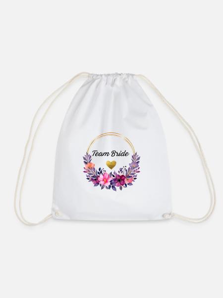 Junggesellinnenabschied Team Bride Blumenkranz - Turnbeutel - Weiß