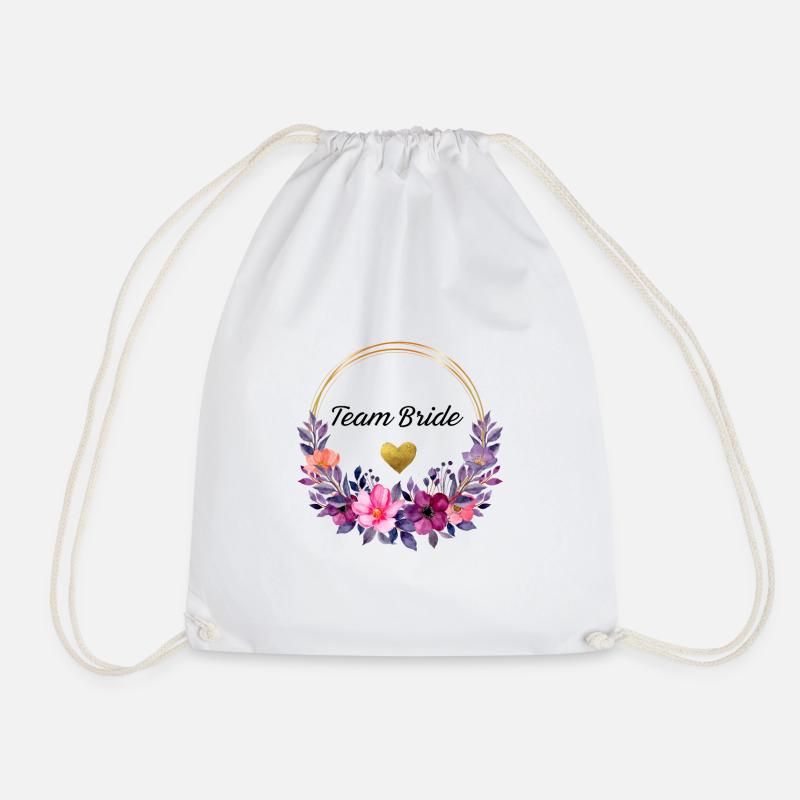Junggesellinnenabschied Team Bride Blumenkranz - Turnbeutel - Weiß