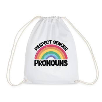 Respect Gender Pronouns 2 - Drawstring Bag - white - Front
