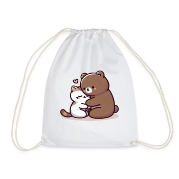 Câlin Chat Et Ours Amoureux - Sac de sport léger - blanc - Devant