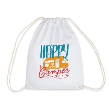 Happy Camper Blätter Abenteuer Wohnmobil Geschenk - Sac de sport léger - blanc - Devant