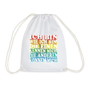 Ich bin wie ich bin - Adenauer Zitat in 3D Text - Turnbeutel - Weiß - Vorne