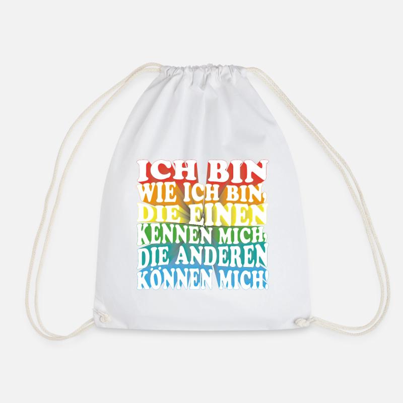 Ich bin wie ich bin - Adenauer Zitat in 3D Text - Turnbeutel - Weiß