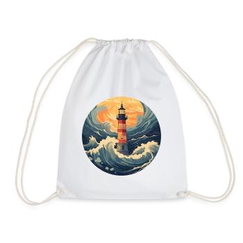 Phare rétro avec vagues: design nostalgique - Sac de sport léger - blanc - Devant