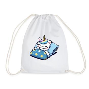 Unicorn Sleeping In Bed At Night Time - Turnbeutel - Weiß - Vorne