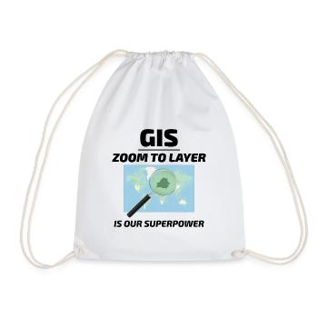 GIS Zoom to Layer Mapping Geospatial Tech - Drawstring Bag - white - Front