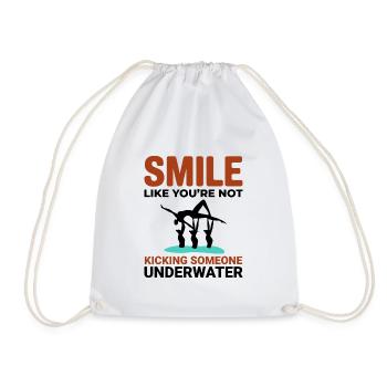 Synchronized Swimming Kicking Underwater Smile - Drawstring Bag - white - Front