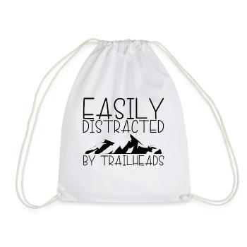 Easily Distracted By Trailheads - Drawstring Bag - white - Front