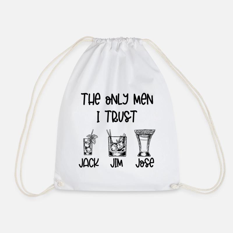 Then only men i trust Jack Jum Jose - Drawstring Bag - white