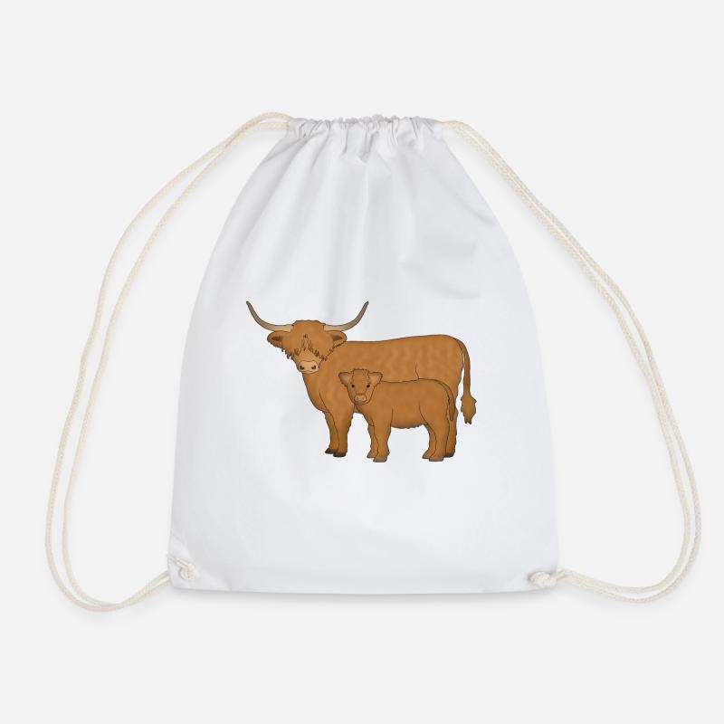 Highland Cattle schaut mi - Turnbeutel - Weiß